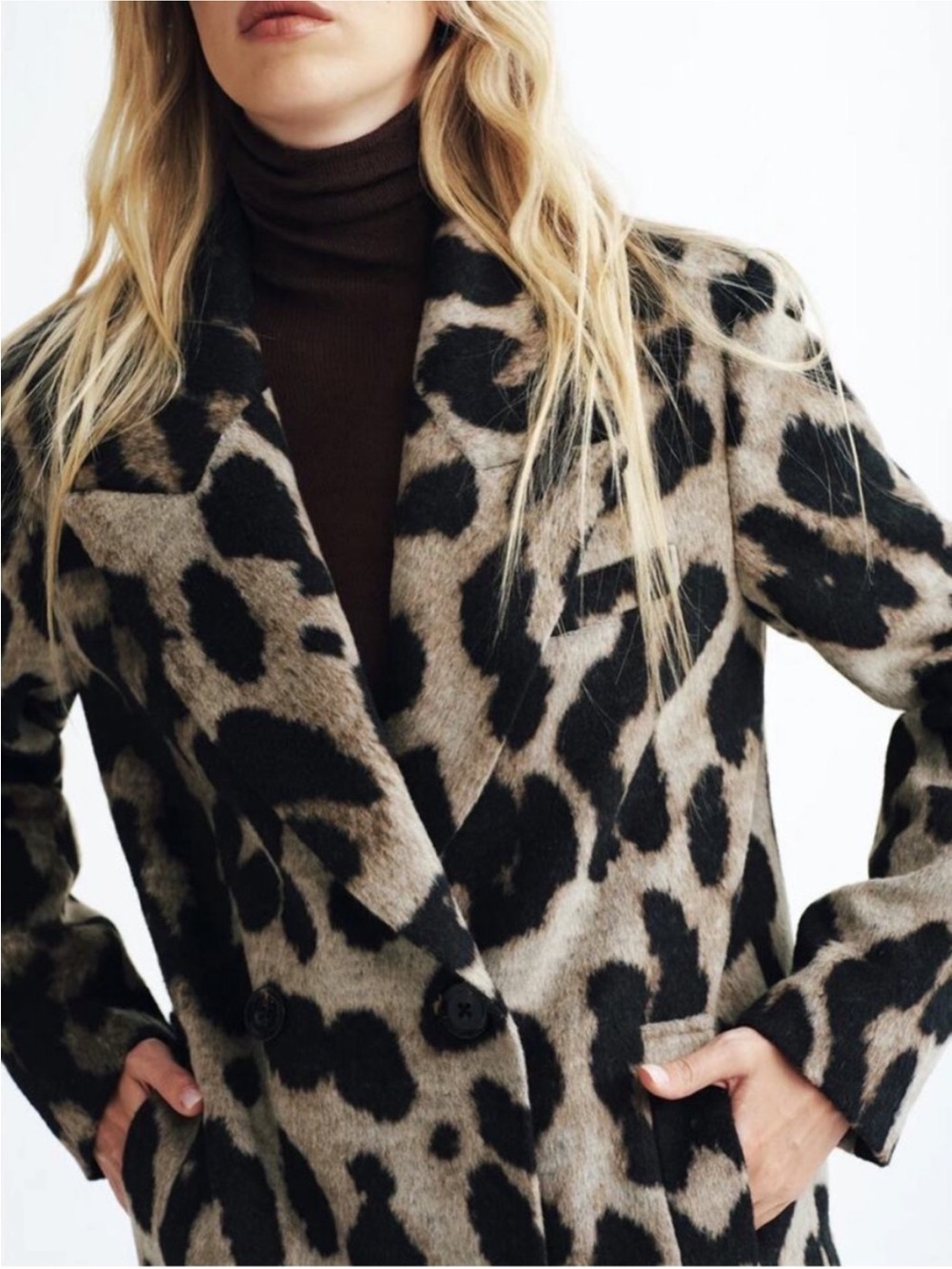 COMMENSE Wool blend Leopard Print Coat NWT - Picture 9 of 11
